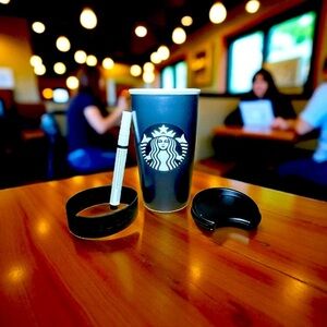 Starbucks Ceramic Coffee Cup Mug LIMITED EDITION Graffiti 4pc Bundle 2016 Black